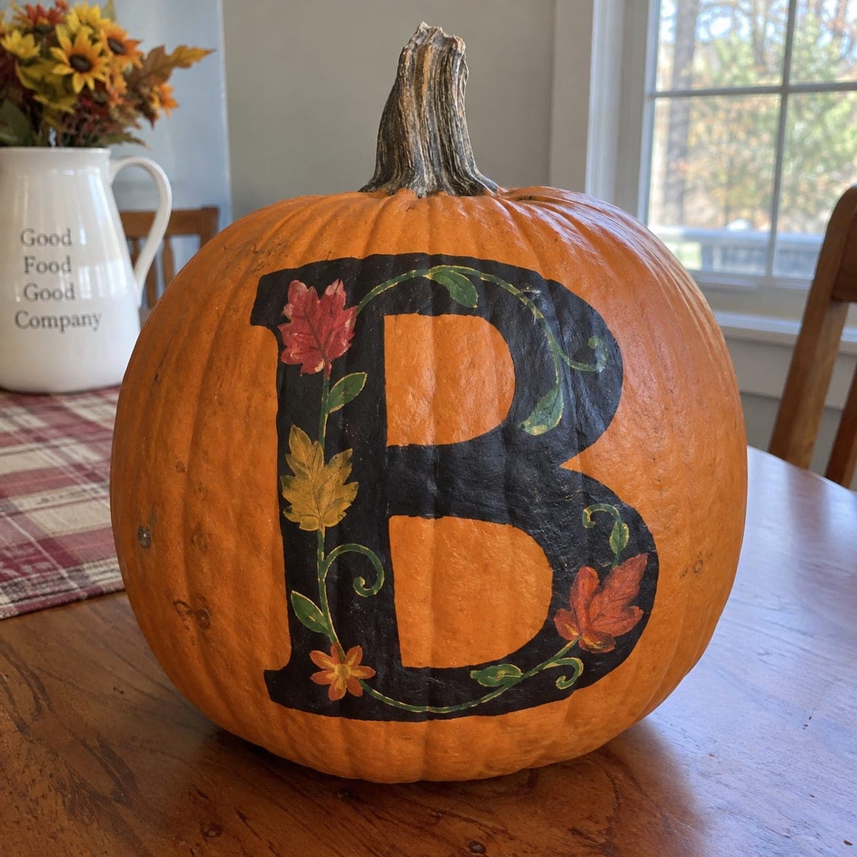 Fall Monogram Letter Painted Pumpkin