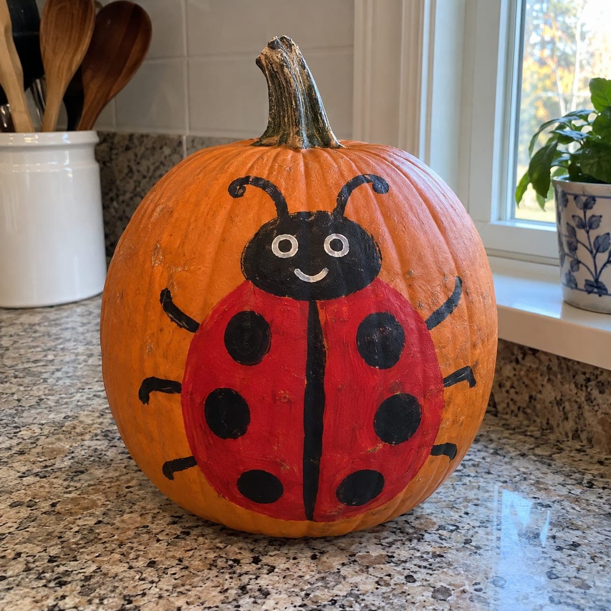 Happy Ladybug No-Carve Pumpkin Idea