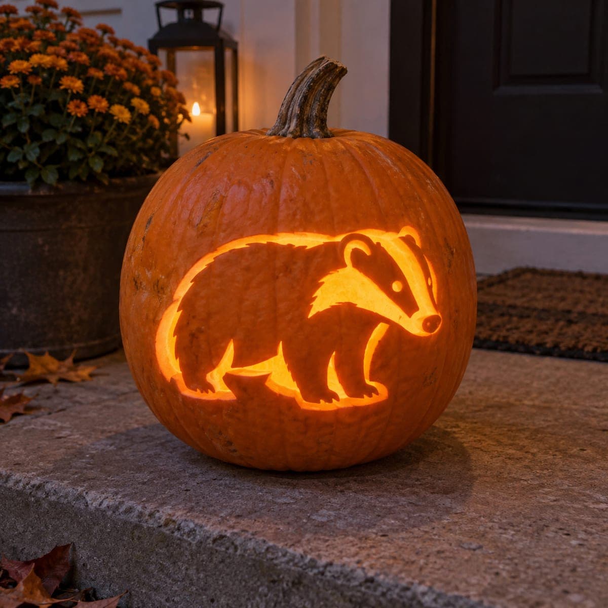 Badger Silhouette Jack-O-Lantern for the Porch