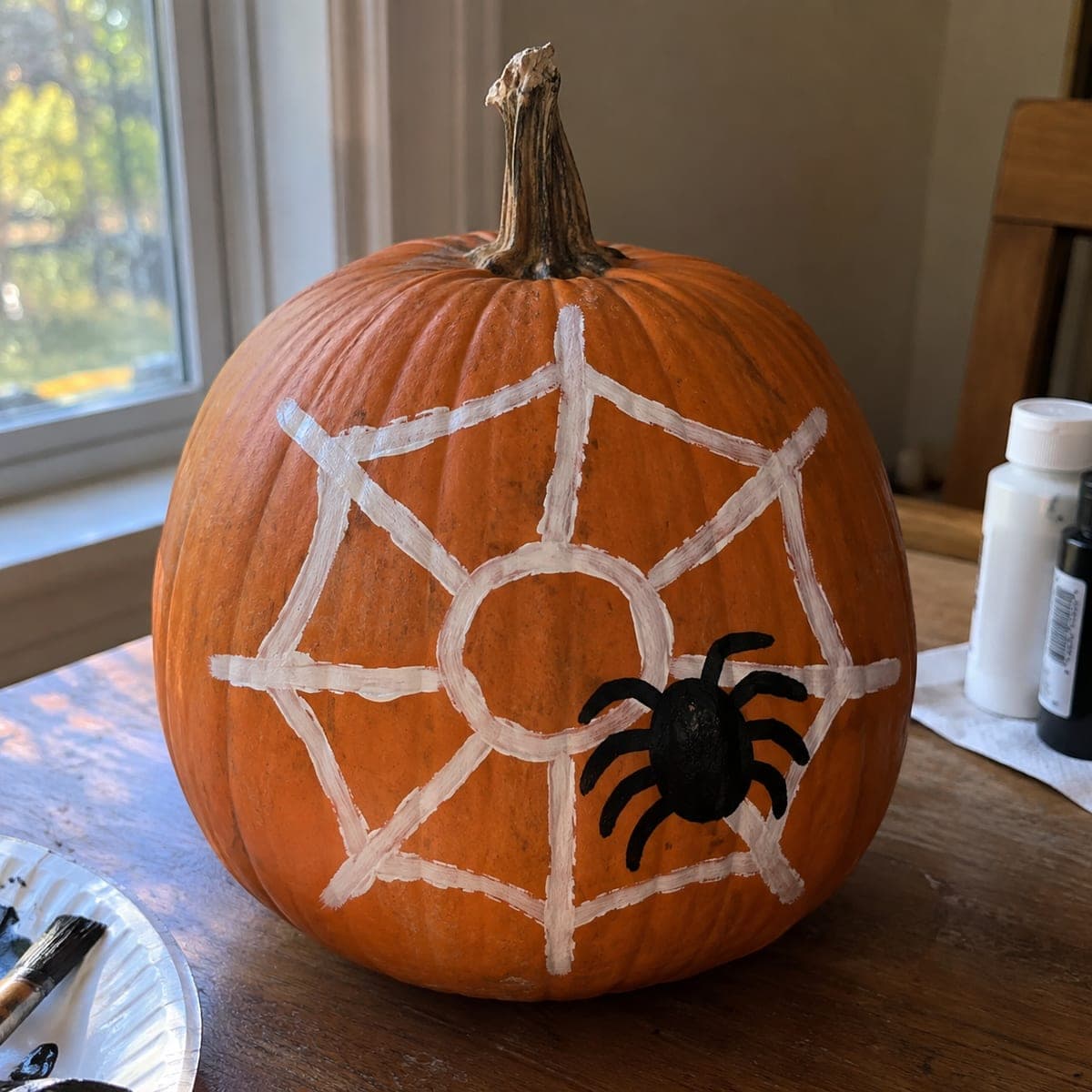No-Carve Spider Web Painted Pumpkin Craft