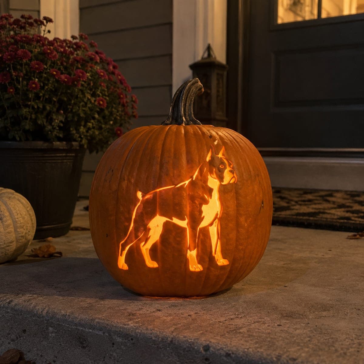Proud Boxer Dog Full Body Pumpkin Carving