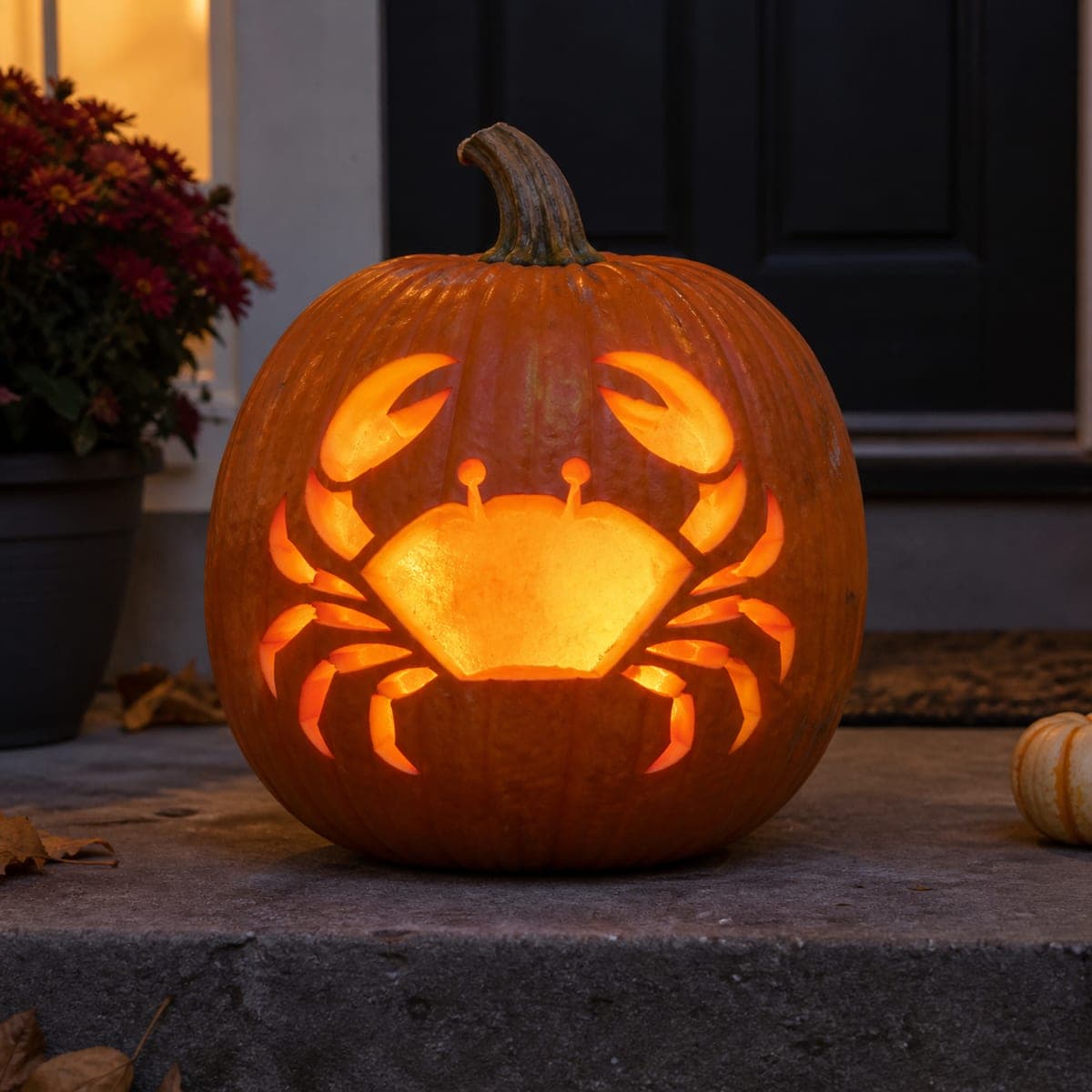 Coastal Crab Jack-O-Lantern With Glowing Claws