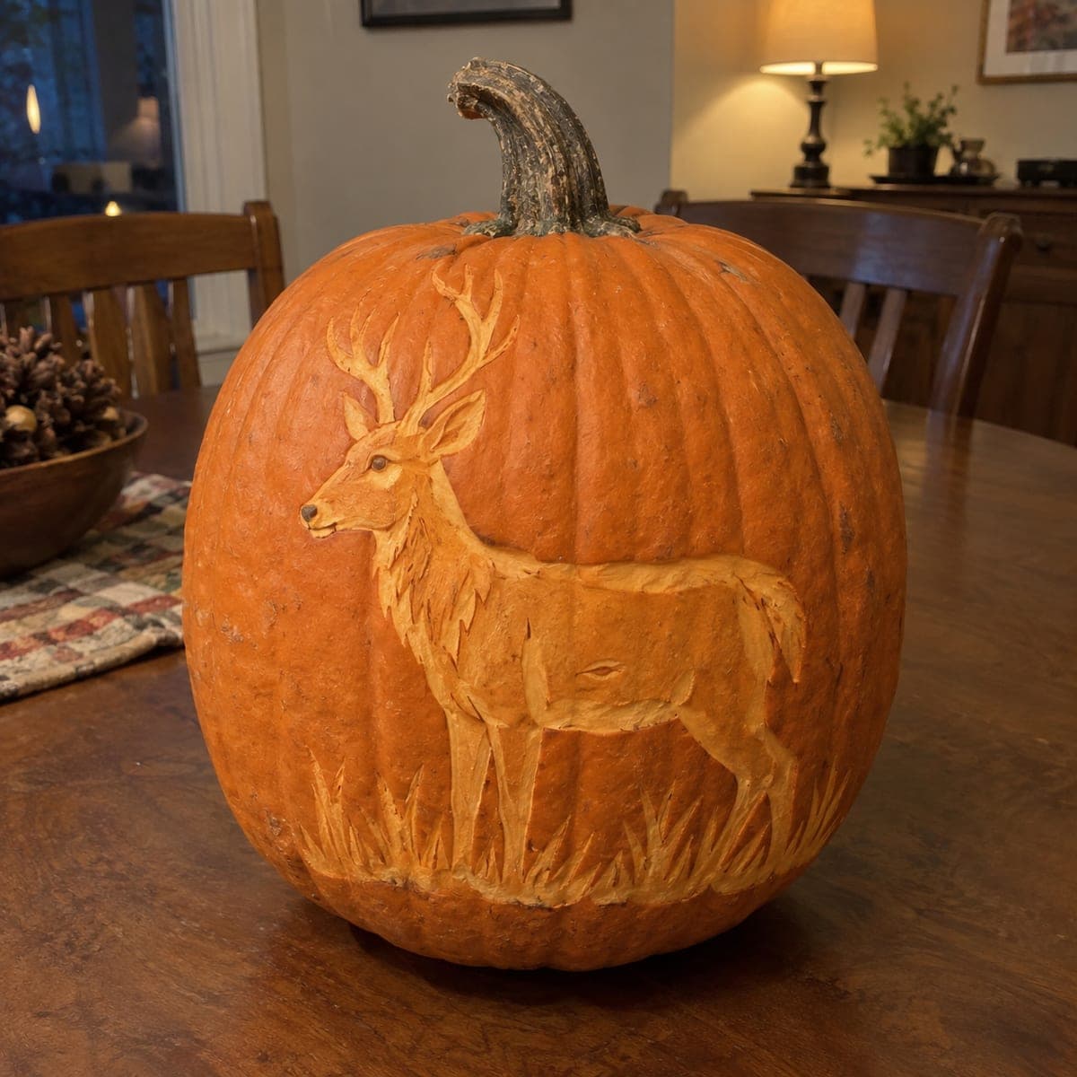 Standing Whitetail Buck Deer Pumpkin Carving