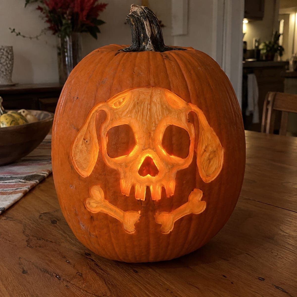 Puppy Skull and Crossbones Pirate Pumpkin
