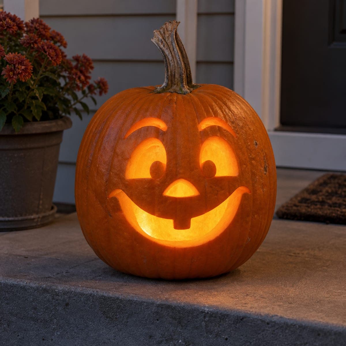 Happy Grinning Jack-O-Lantern With Buck Teeth