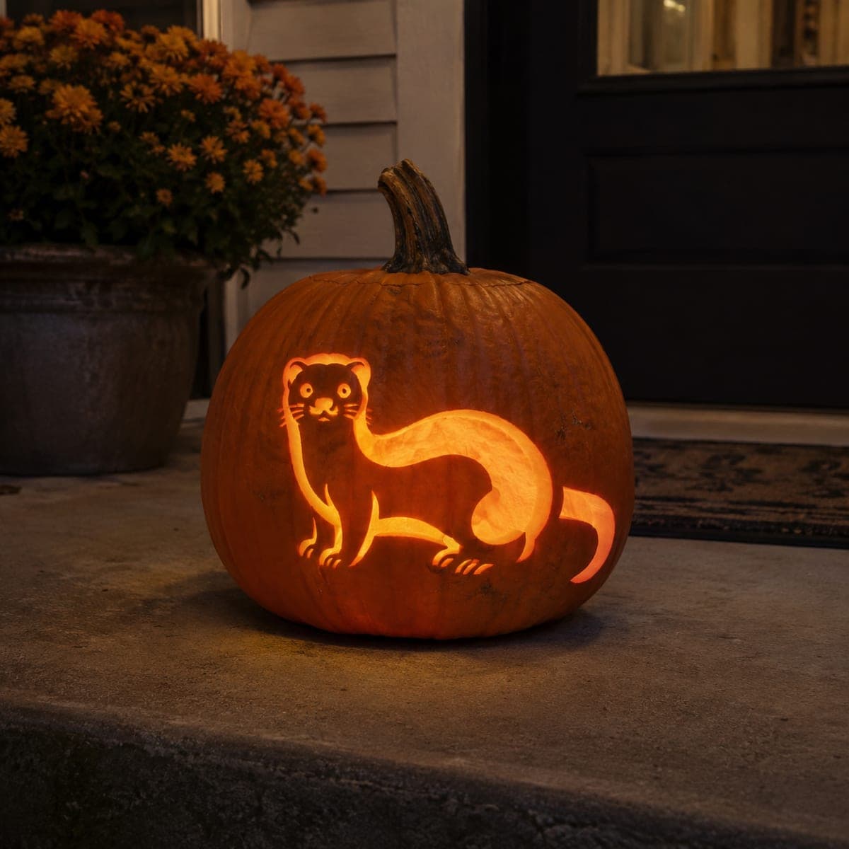 Curious Ferret Glowing Pumpkin Carving