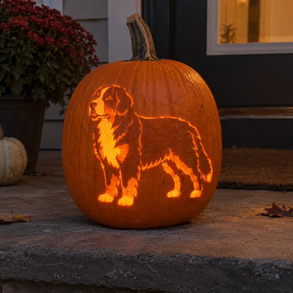 Bernese Mountain Dog Jack-O-Lantern Portrait