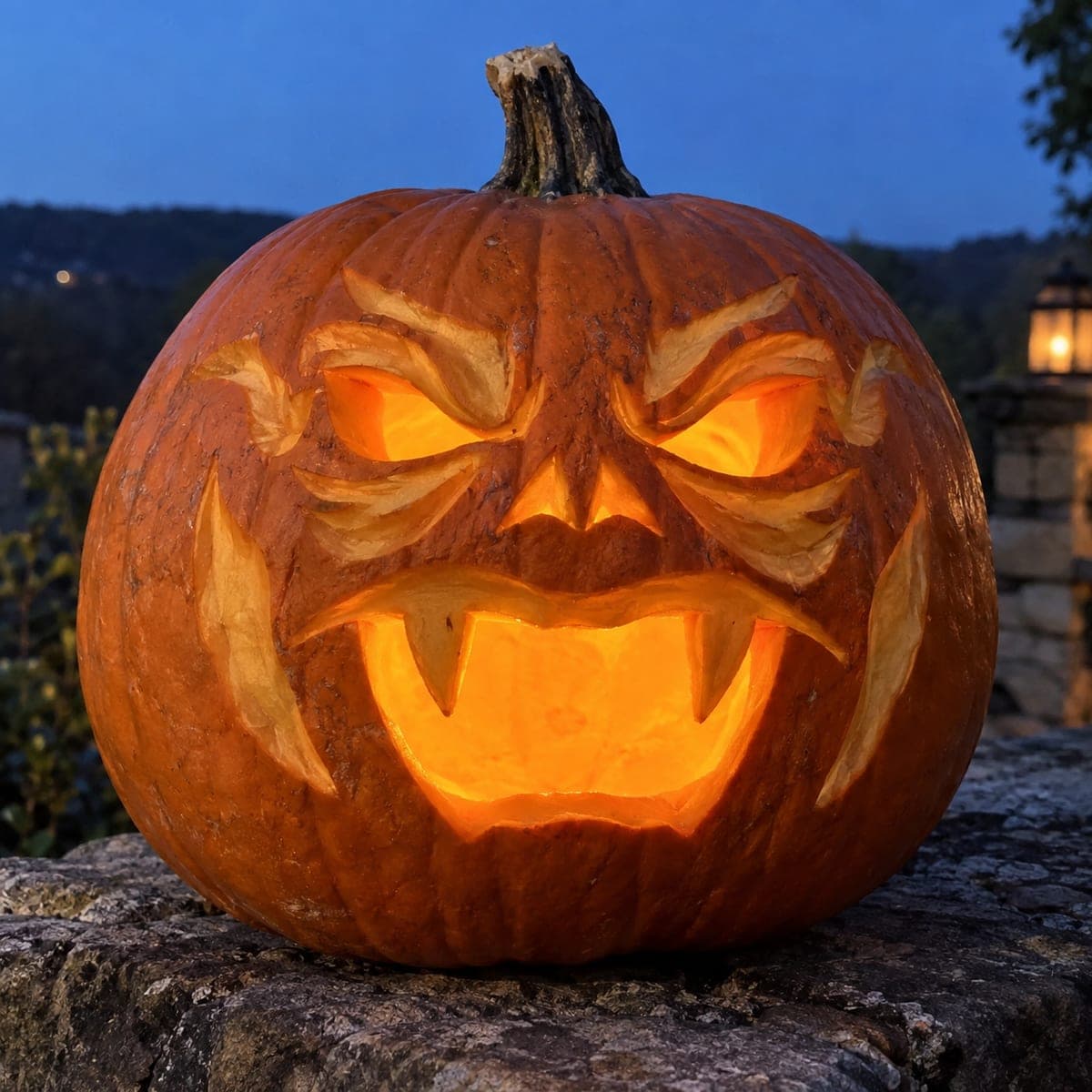 Snarling Vampire Fangs Scary Jack-O-Lantern Face
