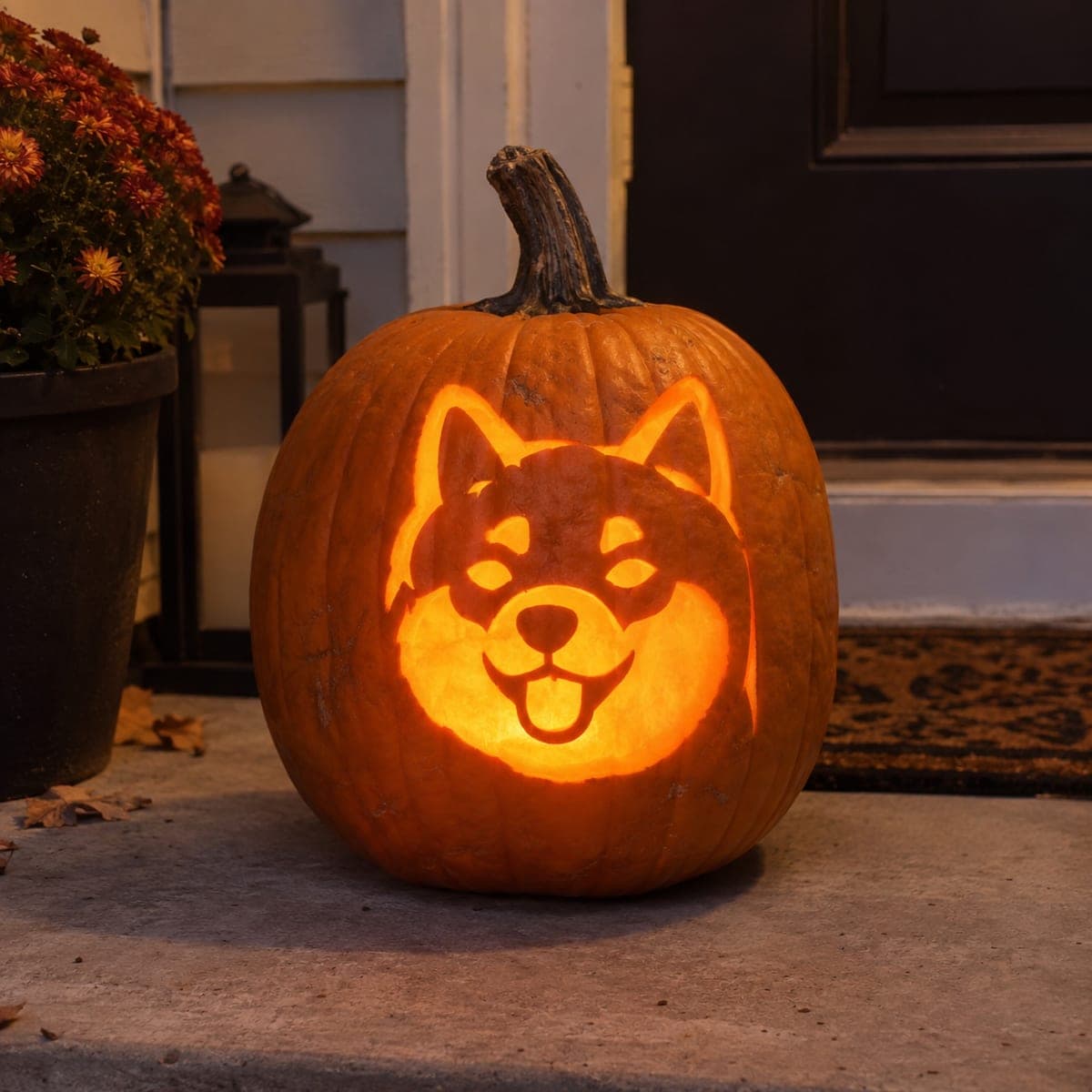 Shiba Inu Face Cutout Jack-O-Lantern