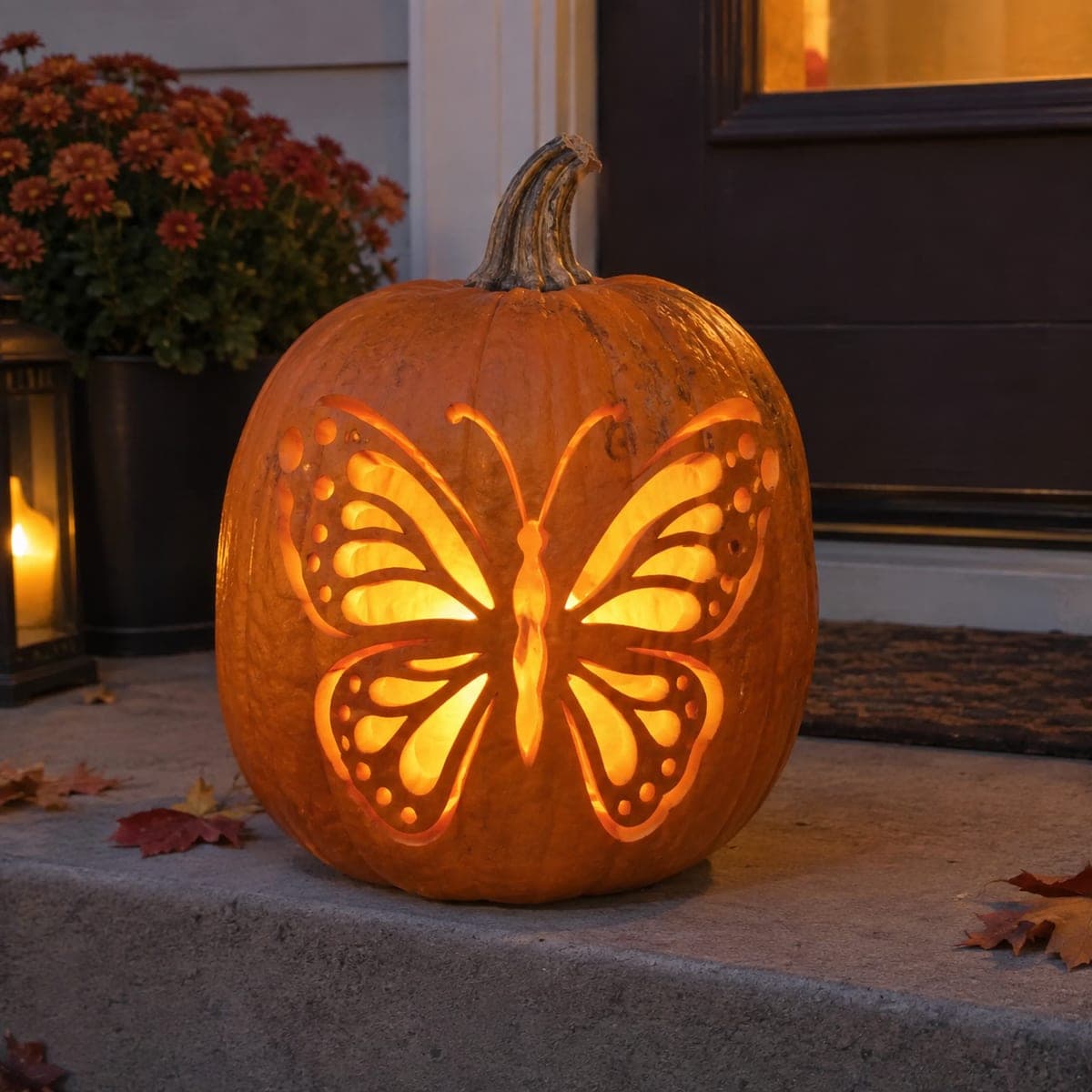 Monarch Butterfly Intricate Cutout Pumpkin