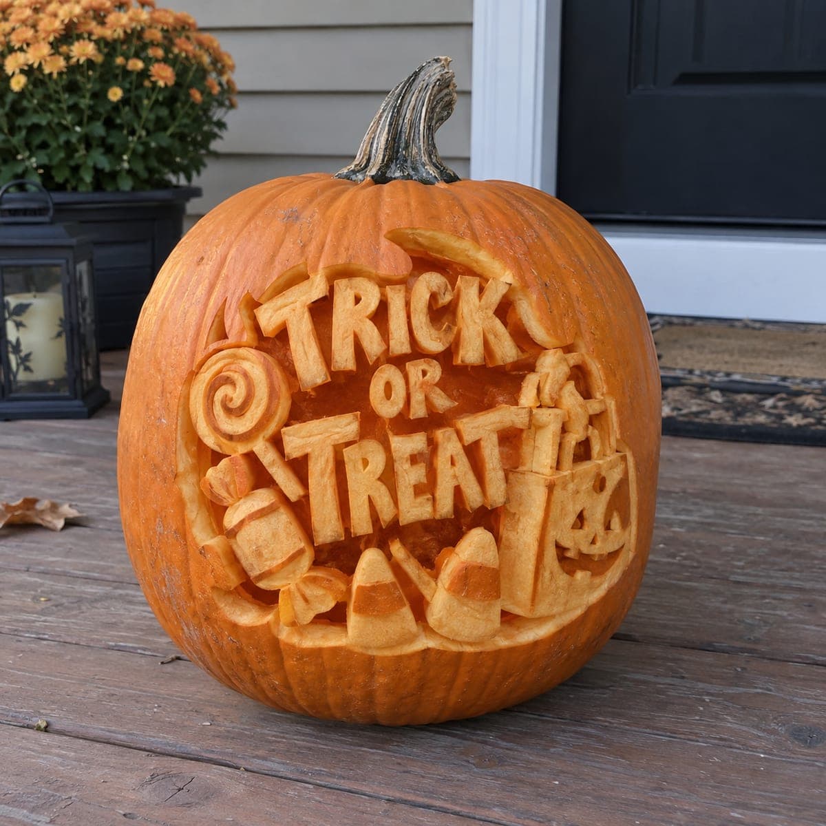 Trick or Treat Candy Relief Pumpkin Carving