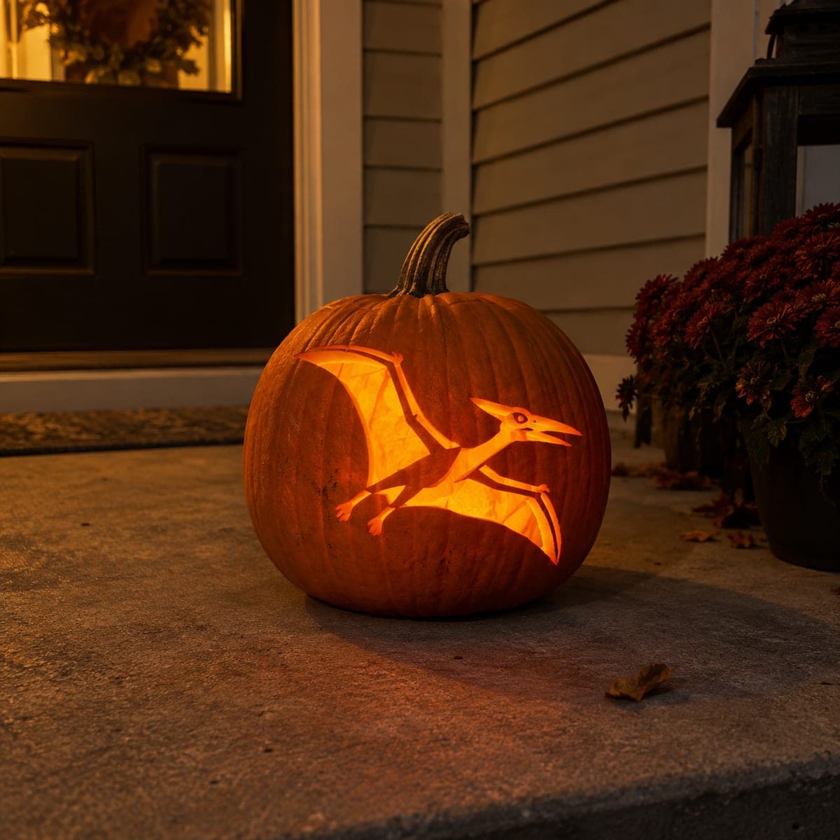 Flying Pterodactyl Cutout Pumpkin for Dinosaur Fans