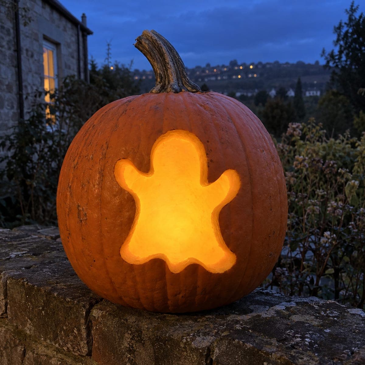 Easy Happy Ghost Cutout Jack-O-Lantern for Beginners