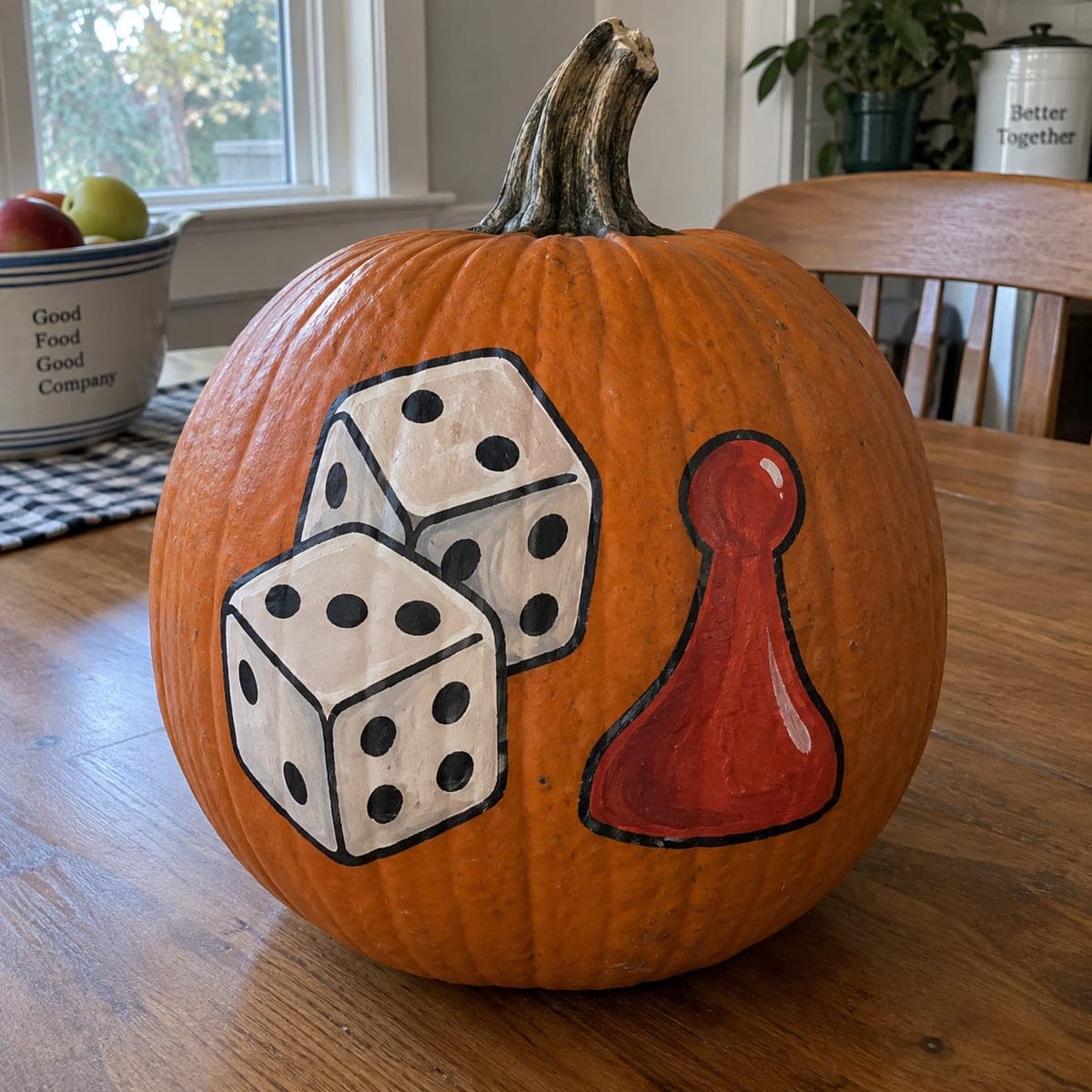 Board Game Night Painted Pumpkin With Dice