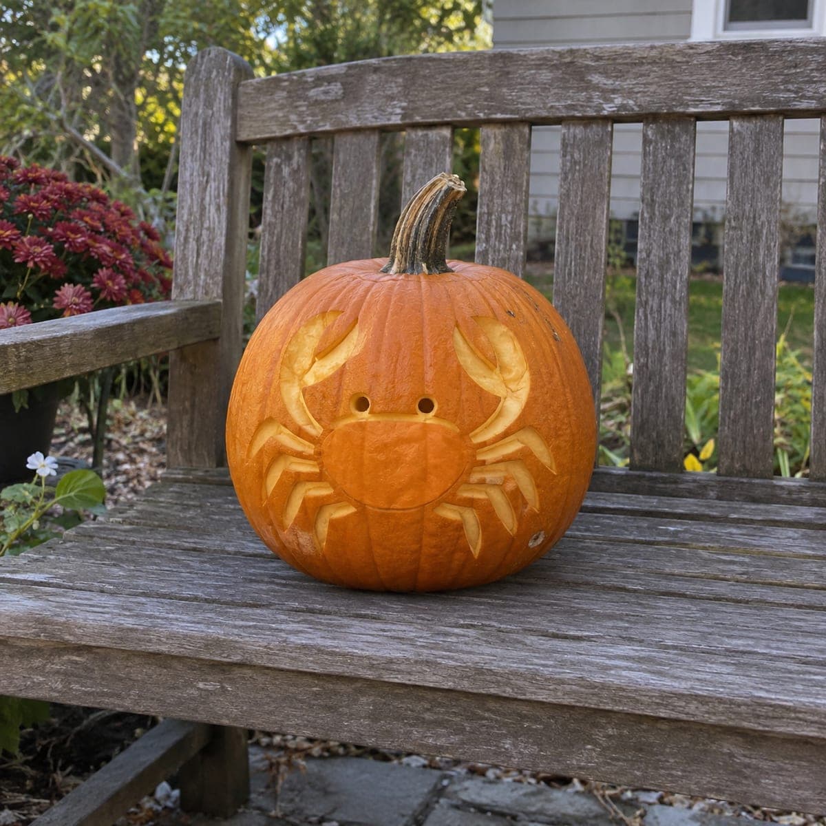 Smiling Crab Pumpkin for a Coastal Halloween