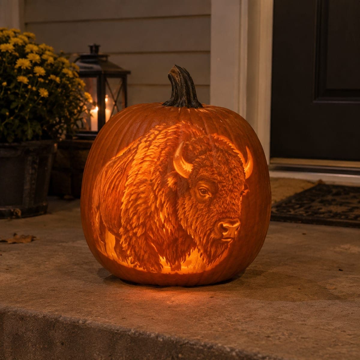 American Bison Pumpkin Glowing in Fine Detail