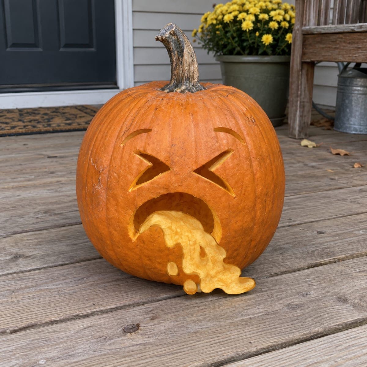 Classic Puking Jack-O-Lantern With Pumpkin Guts