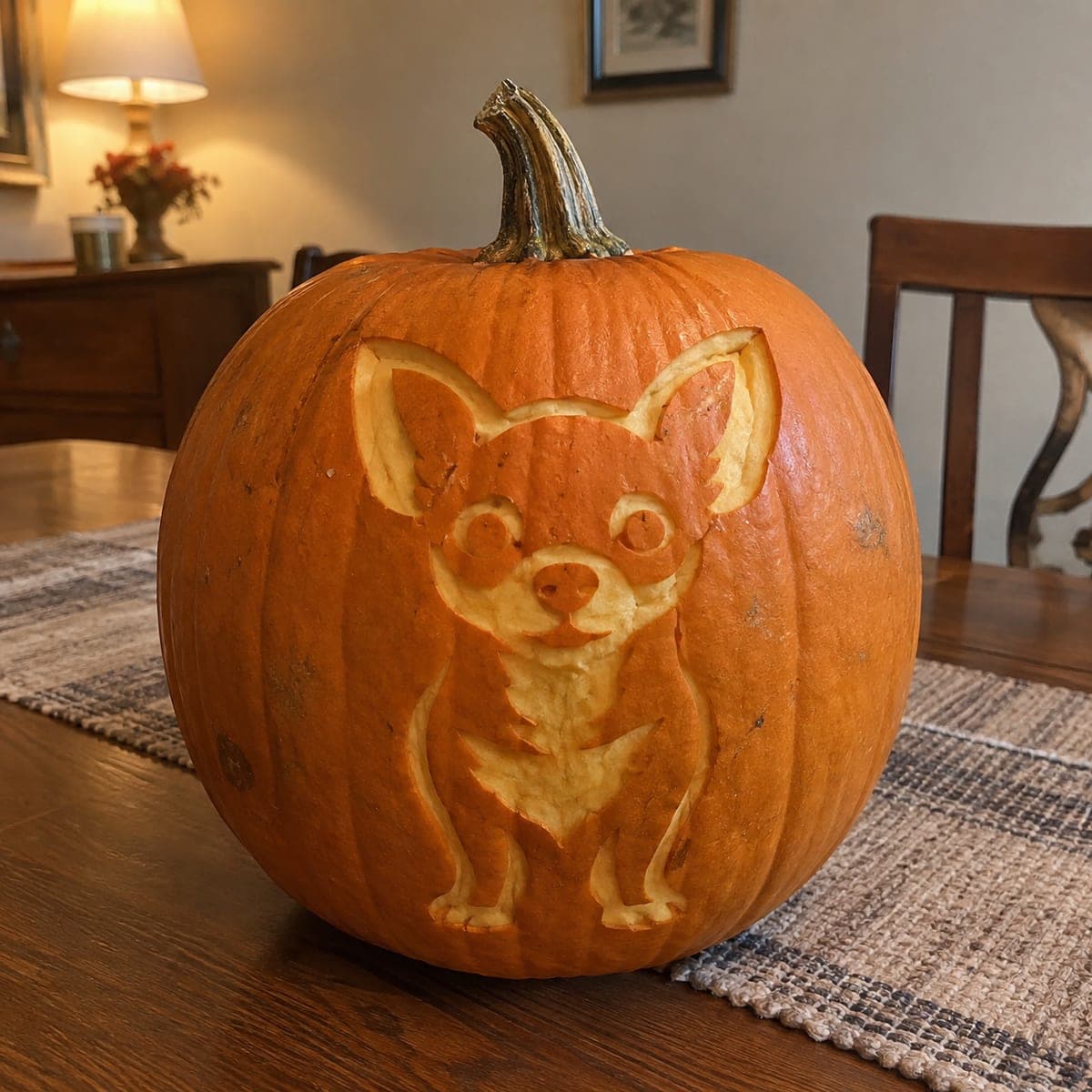 Chihuahua Portrait Pumpkin Carving for Dog Lovers