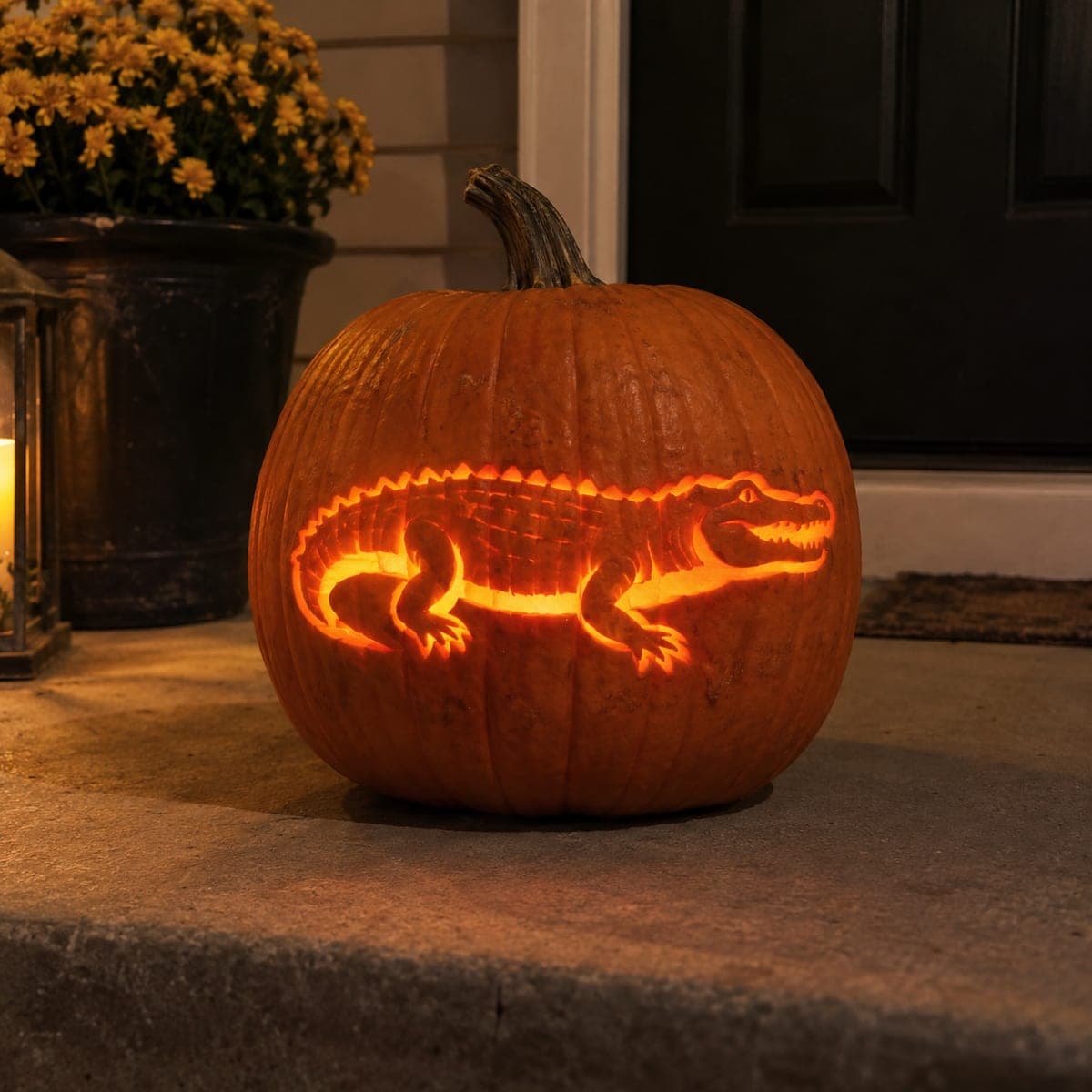 Glowing Alligator Jack-O-Lantern for the Front Porch