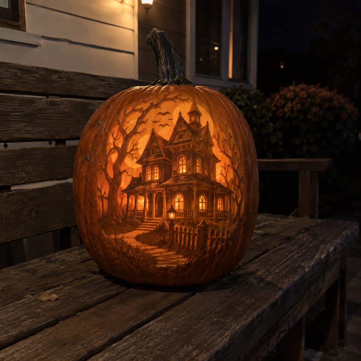 Haunted Victorian Mansion Pumpkin Carving Scene