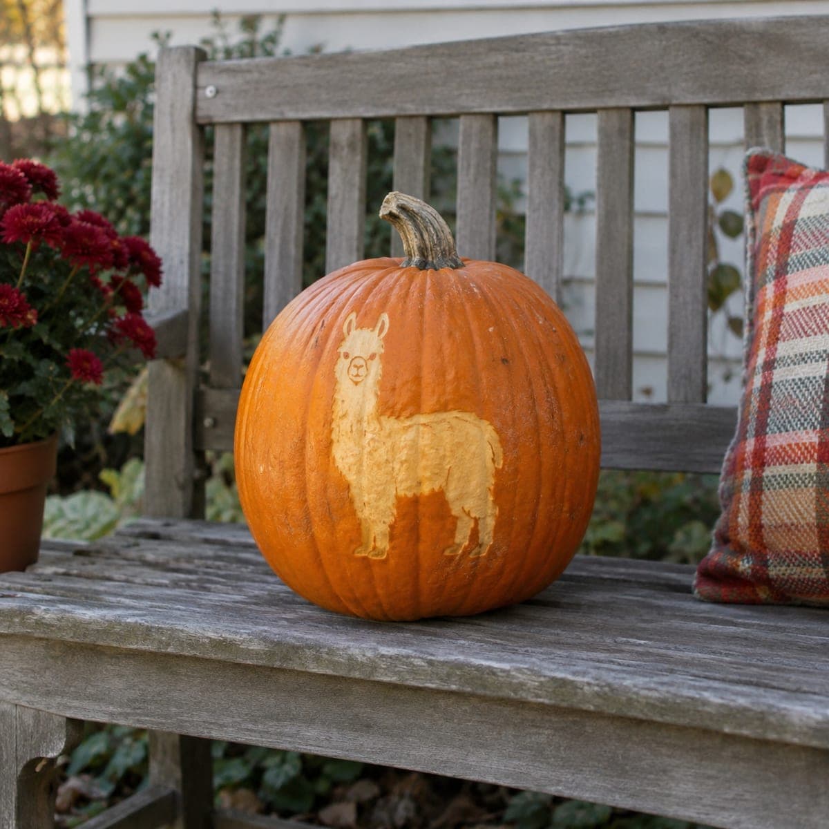 Simple Alpaca Stencil Pumpkin Carving Idea