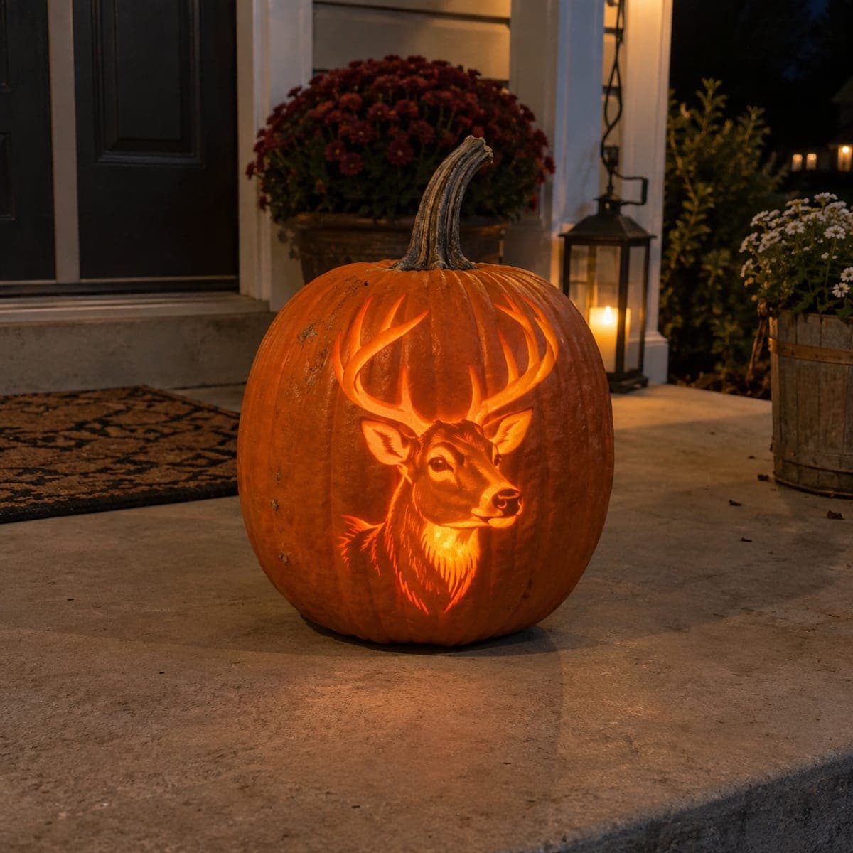 Whitetail Buck Pumpkin Carving With Towering Antlers