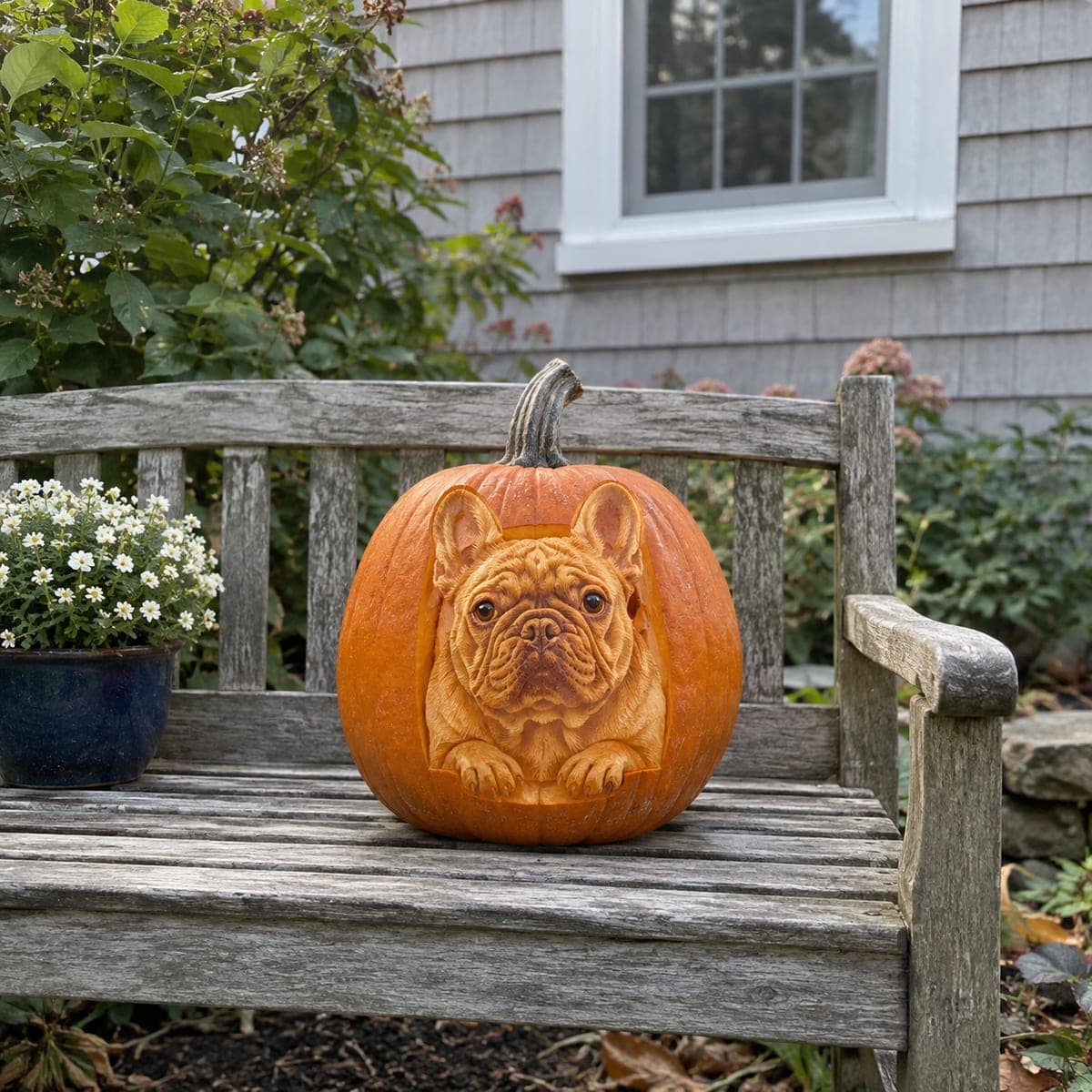 French Bulldog Pumpkin Carving With Folded Paws