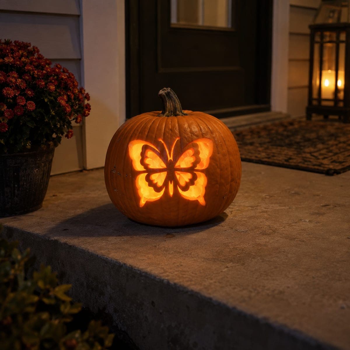 Butterfly Jack-O-Lantern With Glowing Wing Panels
