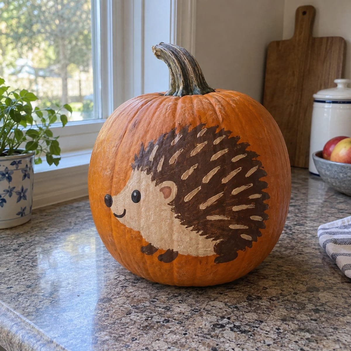 Painted Baby Hedgehog No-Carve Pumpkin