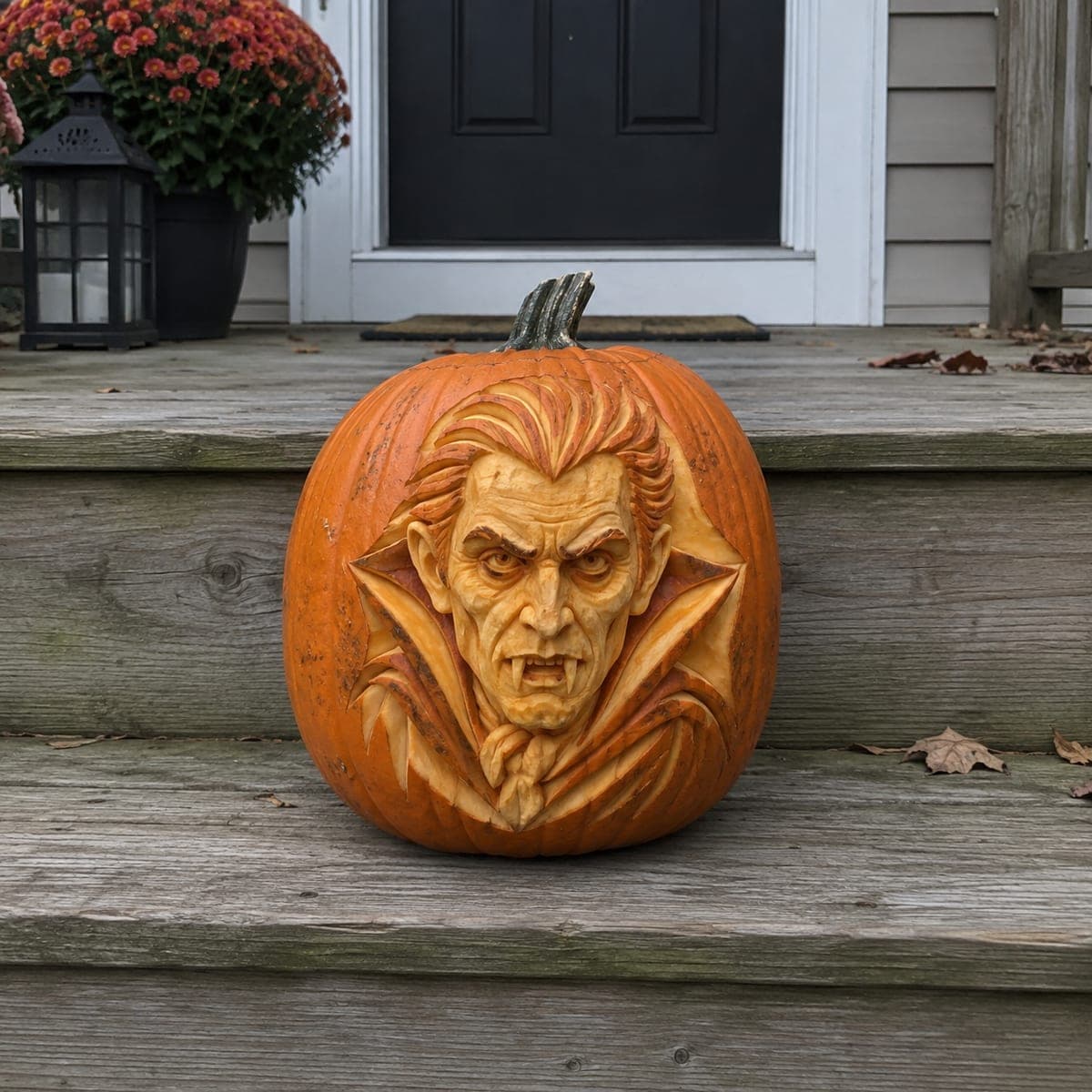 Sculpted Dracula Bust Pumpkin Carving