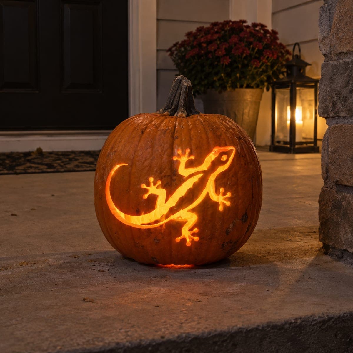 Glowing Gecko Outline Pumpkin Carving