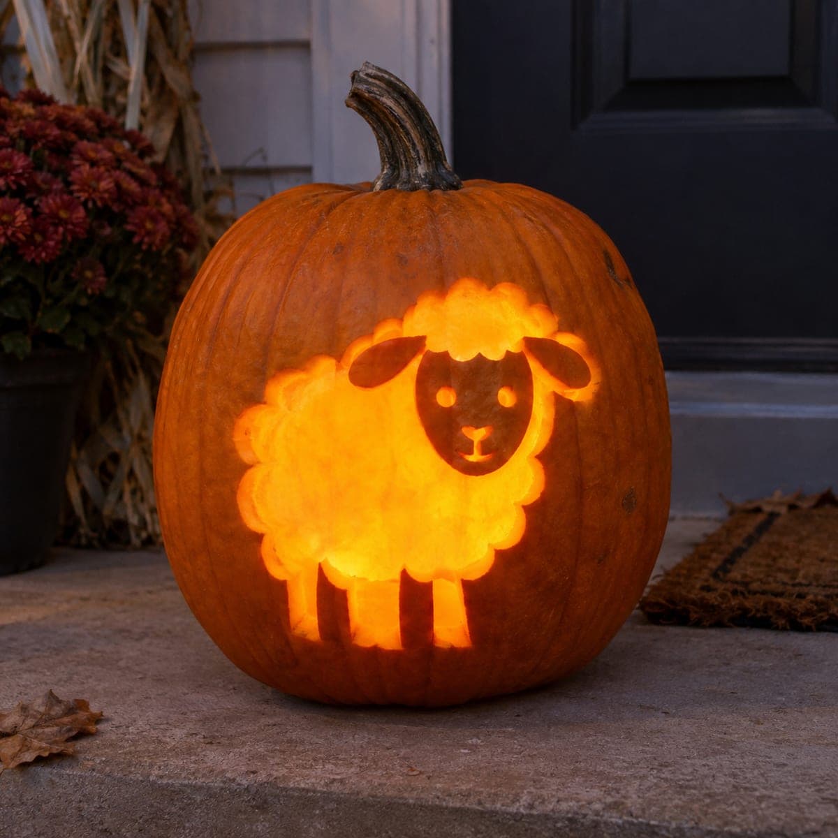 Fluffy Sheep Jack-O-Lantern With Scalloped Wool