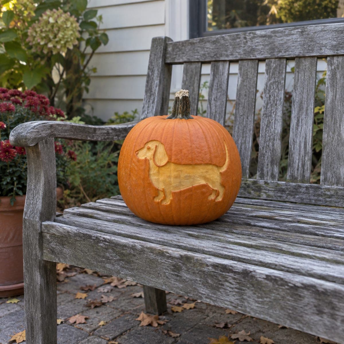 Sweet Dachshund Profile Etched Pumpkin