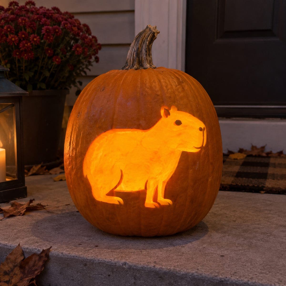 Cute Capybara Jack-O-Lantern Carving