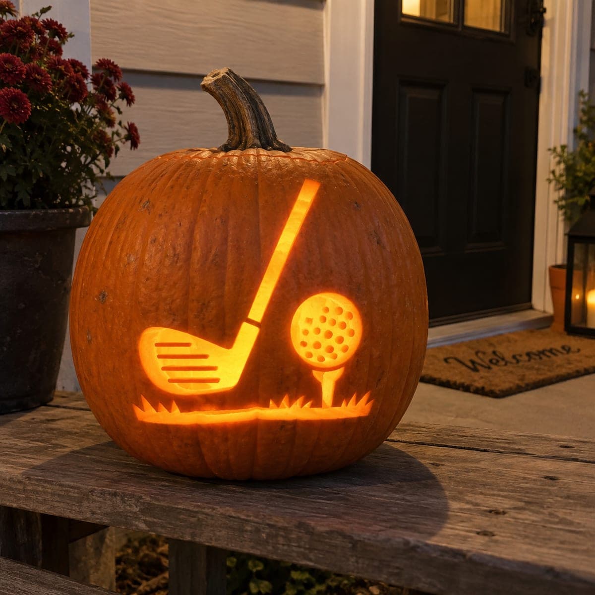 Golf Club and Ball Pumpkin Carving for Sports Fans
