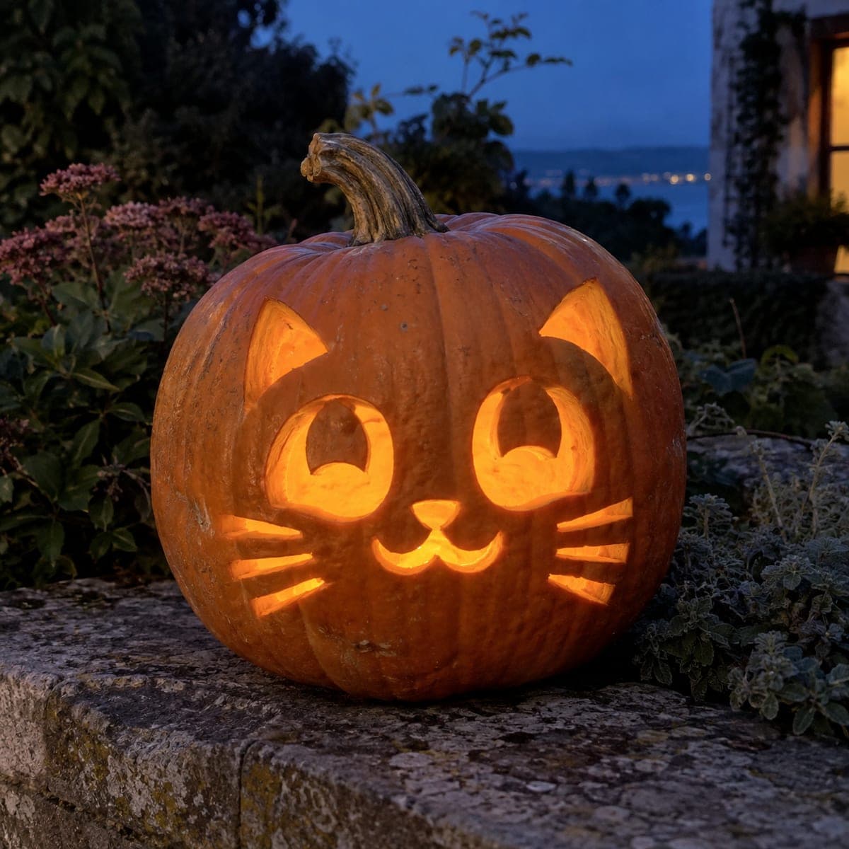 Cute Cat Face Jack-O-Lantern for Kids