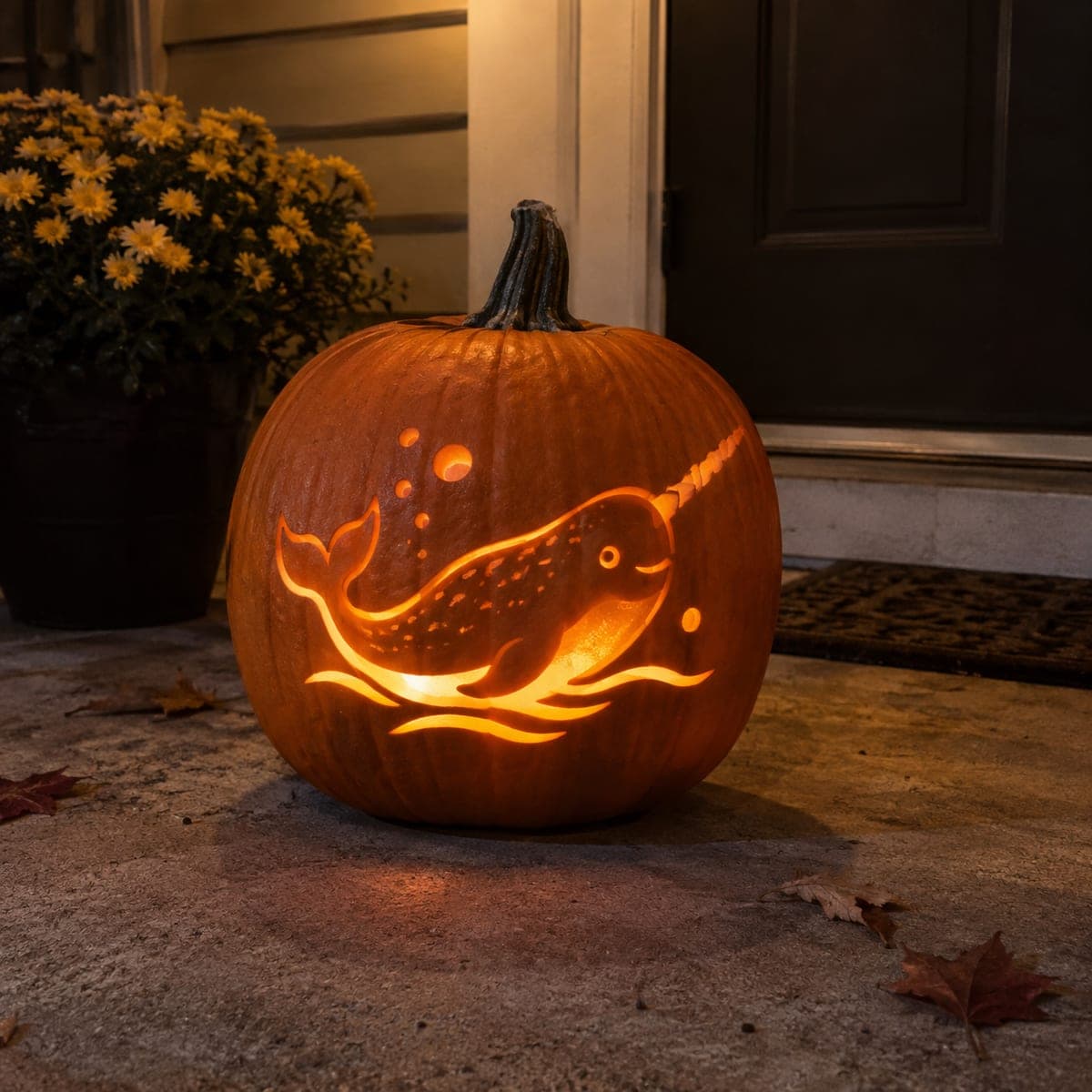 Smiling Narwhal Pumpkin Carving With Bubbles
