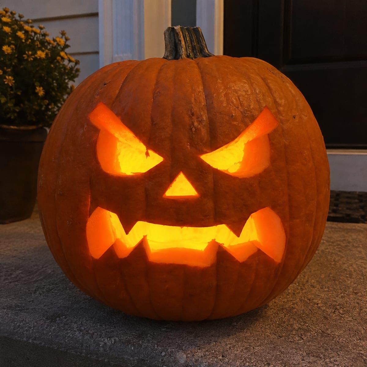 Classic Angry Jack-O-Lantern Face Carving
