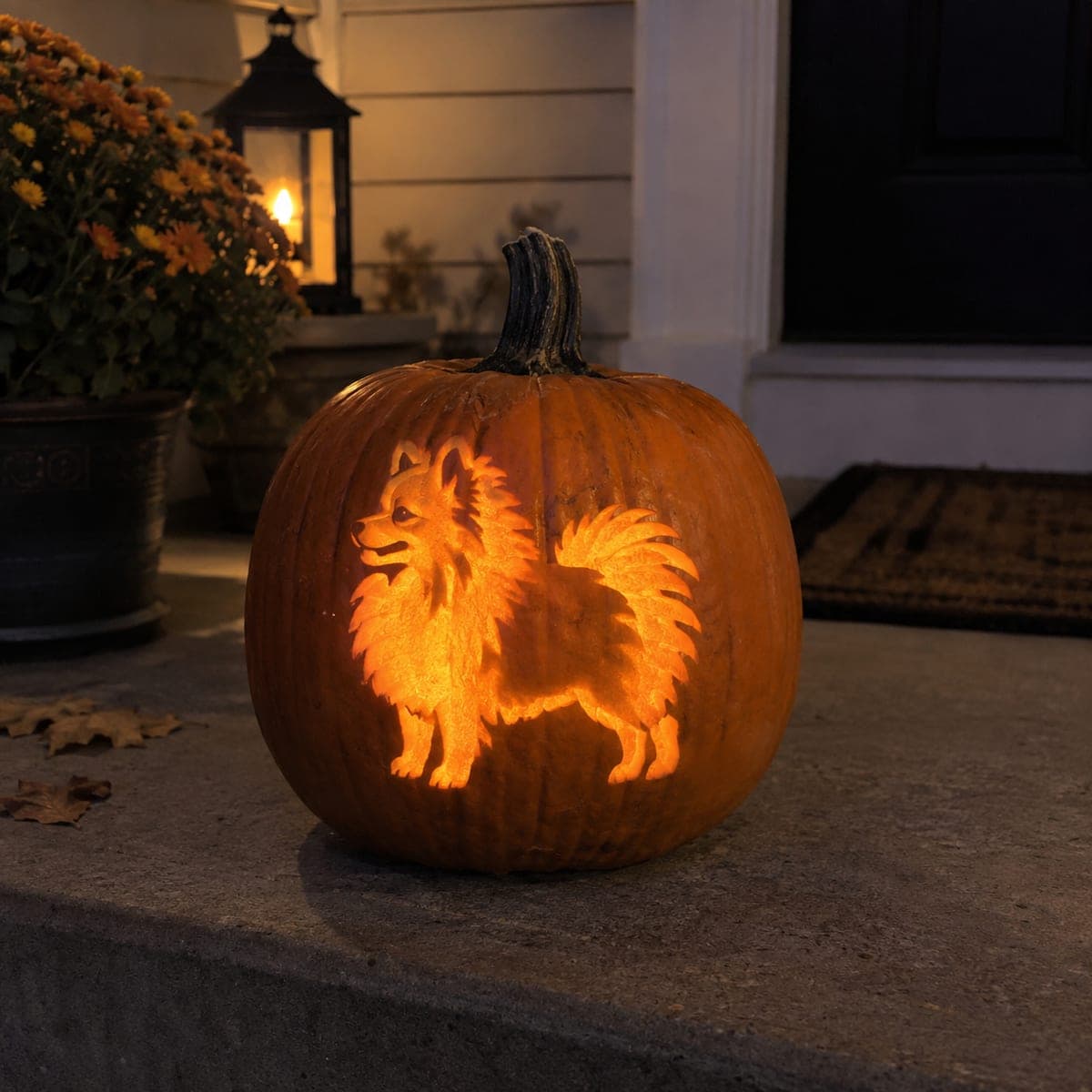 Glowing Spitz Dog Full Body Pumpkin Carving