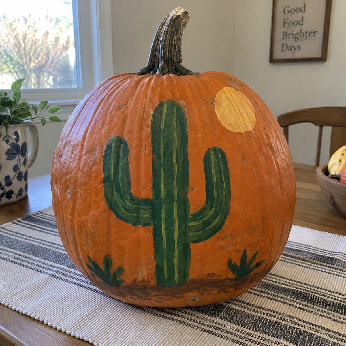 Desert Cactus Painted No-Carve Pumpkin