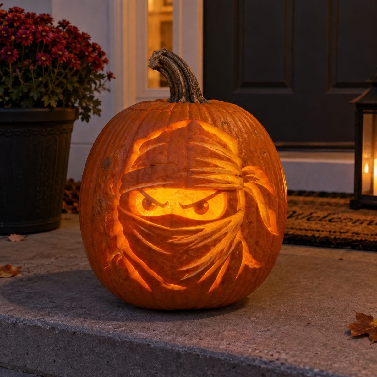 Fierce Ninja Mask Jack-O-Lantern Carving