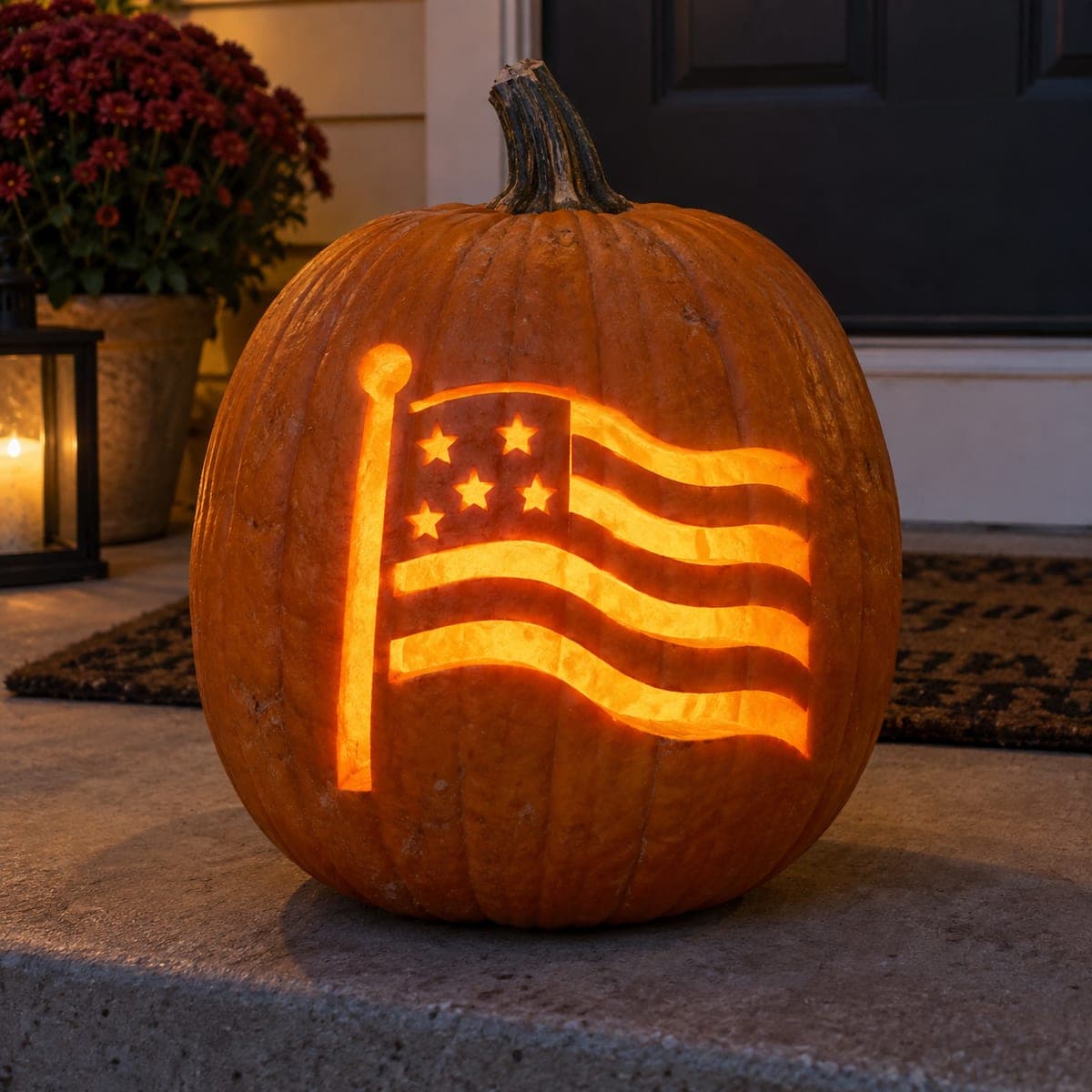 Waving American Flag Jack-O-Lantern Carving