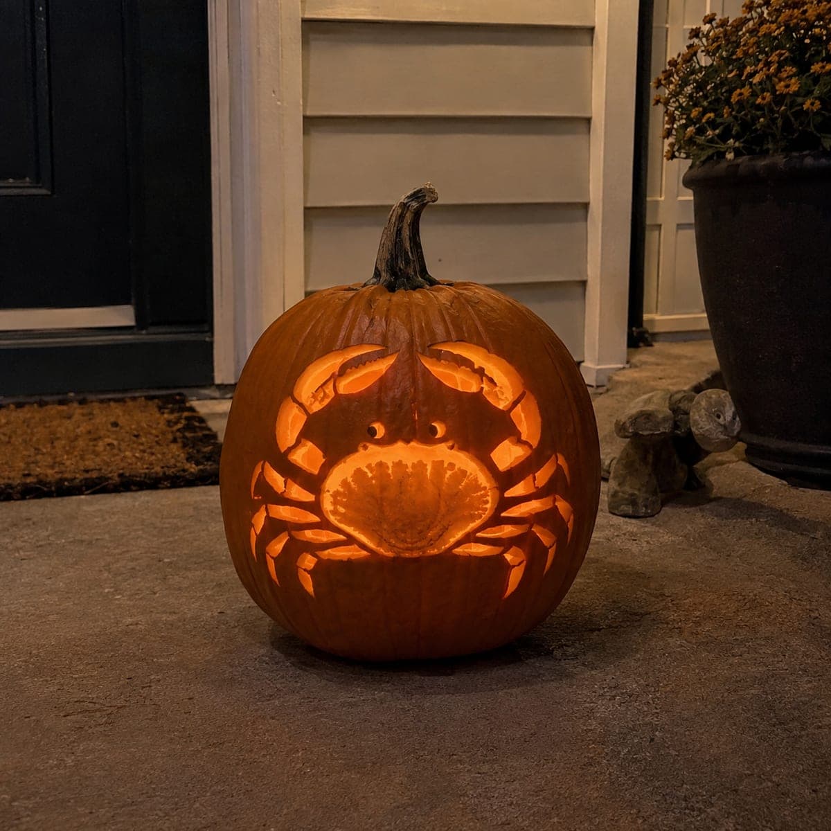 Glowing Crab Cutout Jack-O-Lantern Design