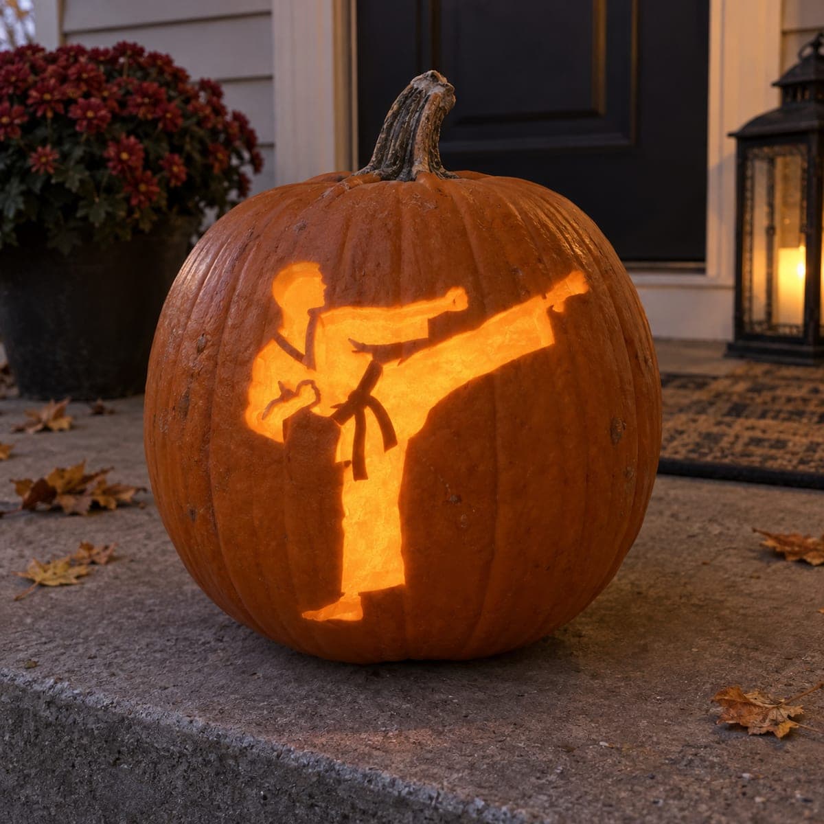 Flying Front Kick Martial Arts Pumpkin Carving