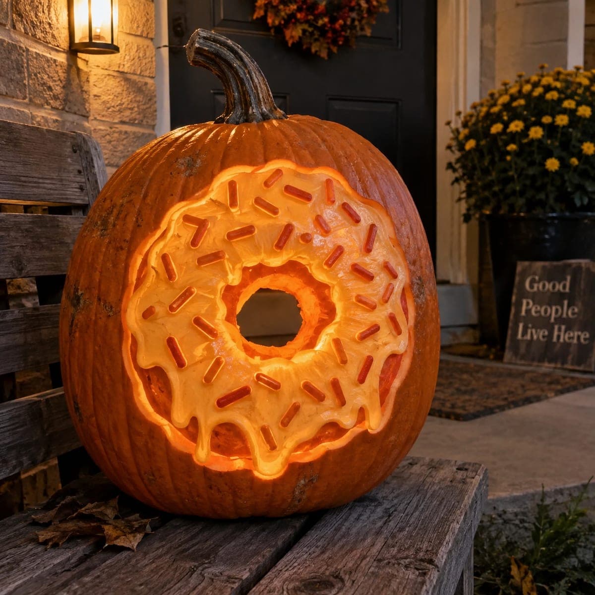 Giant Sprinkle Donut Carved Pumpkin Design