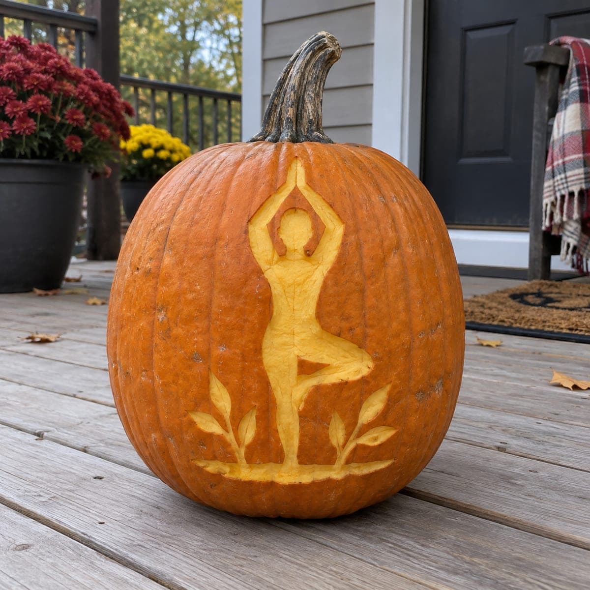 Yoga Tree Pose Pumpkin Carving Idea