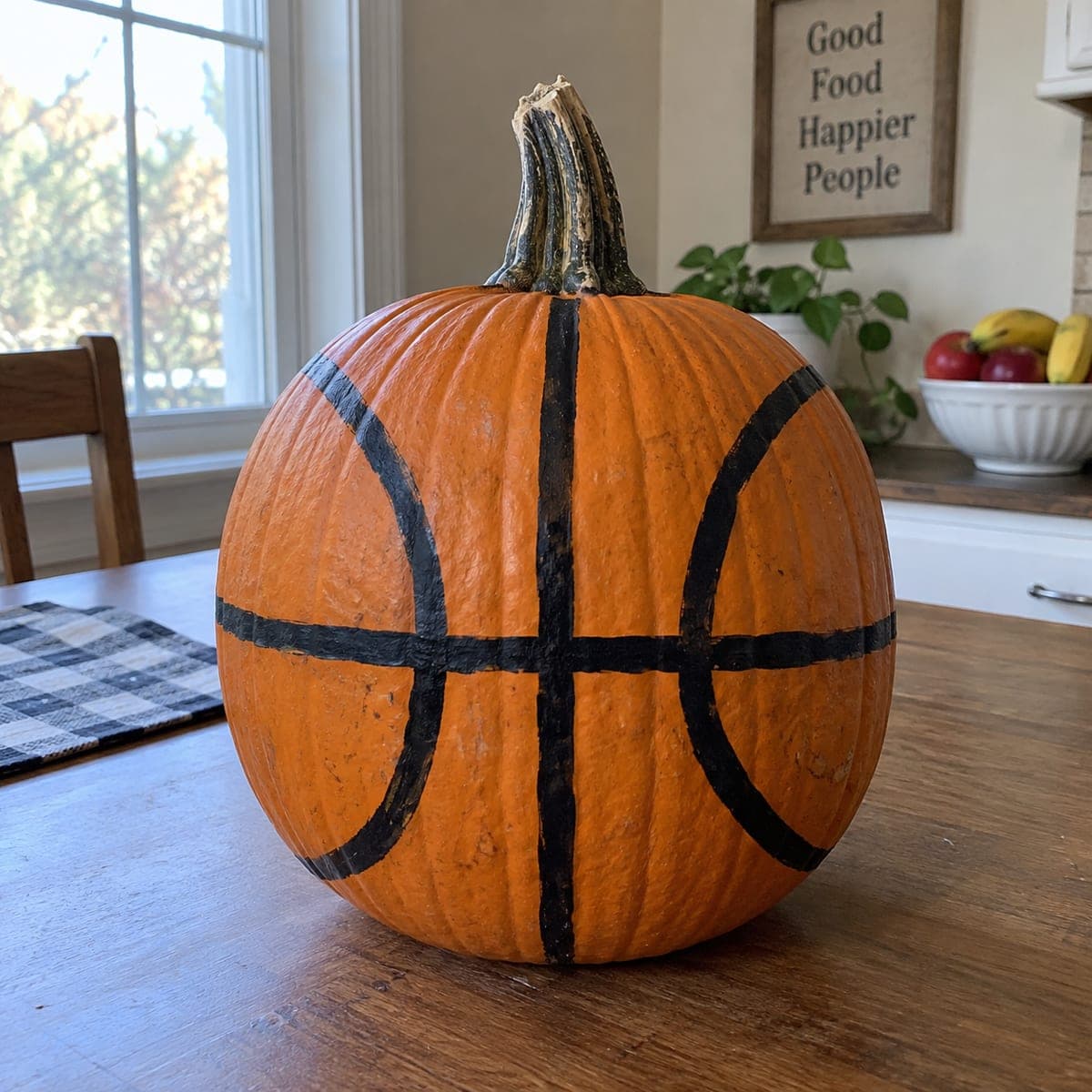 Painted Basketball Pumpkin for Sports Fans