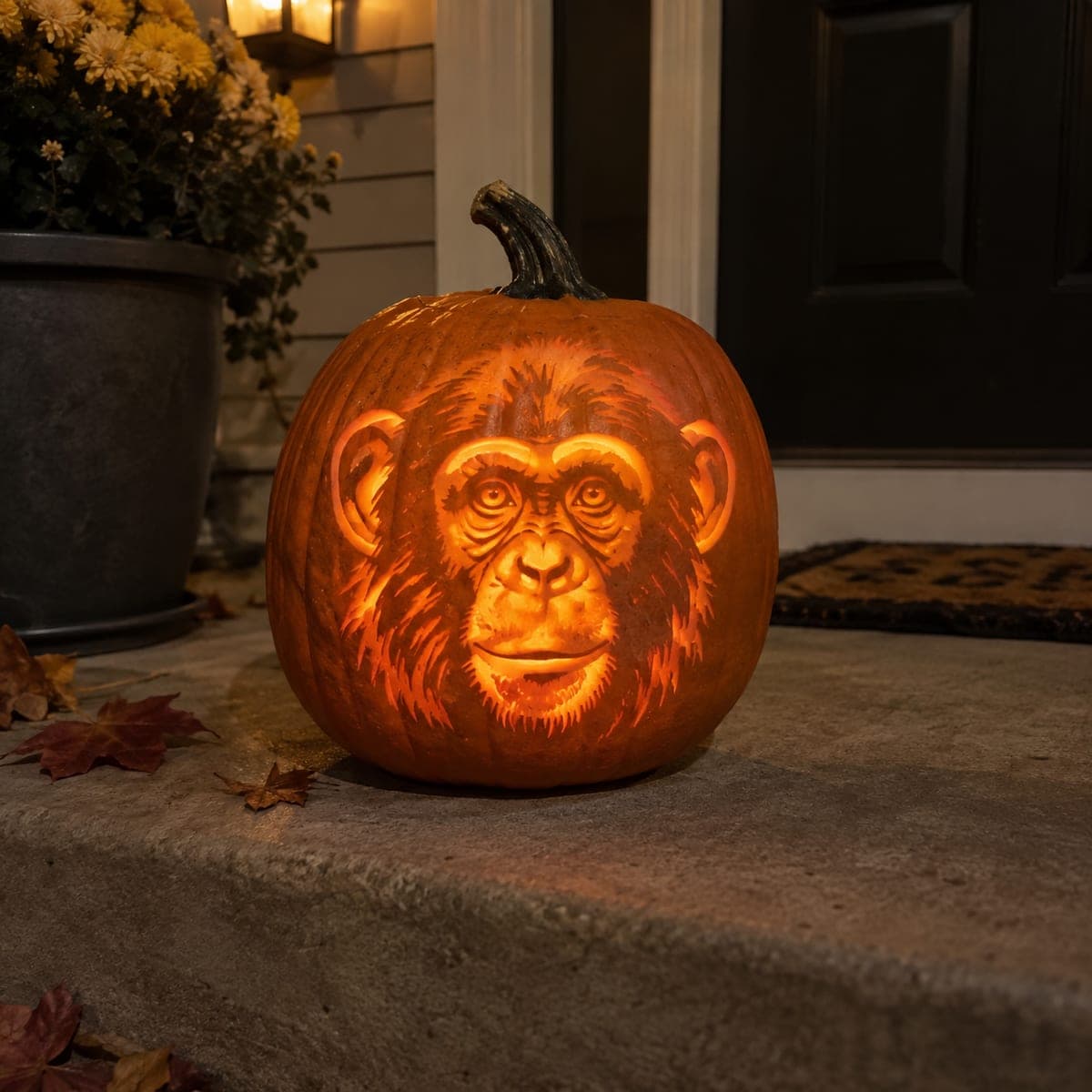 Chimpanzee Portrait Expert Shaded Pumpkin
