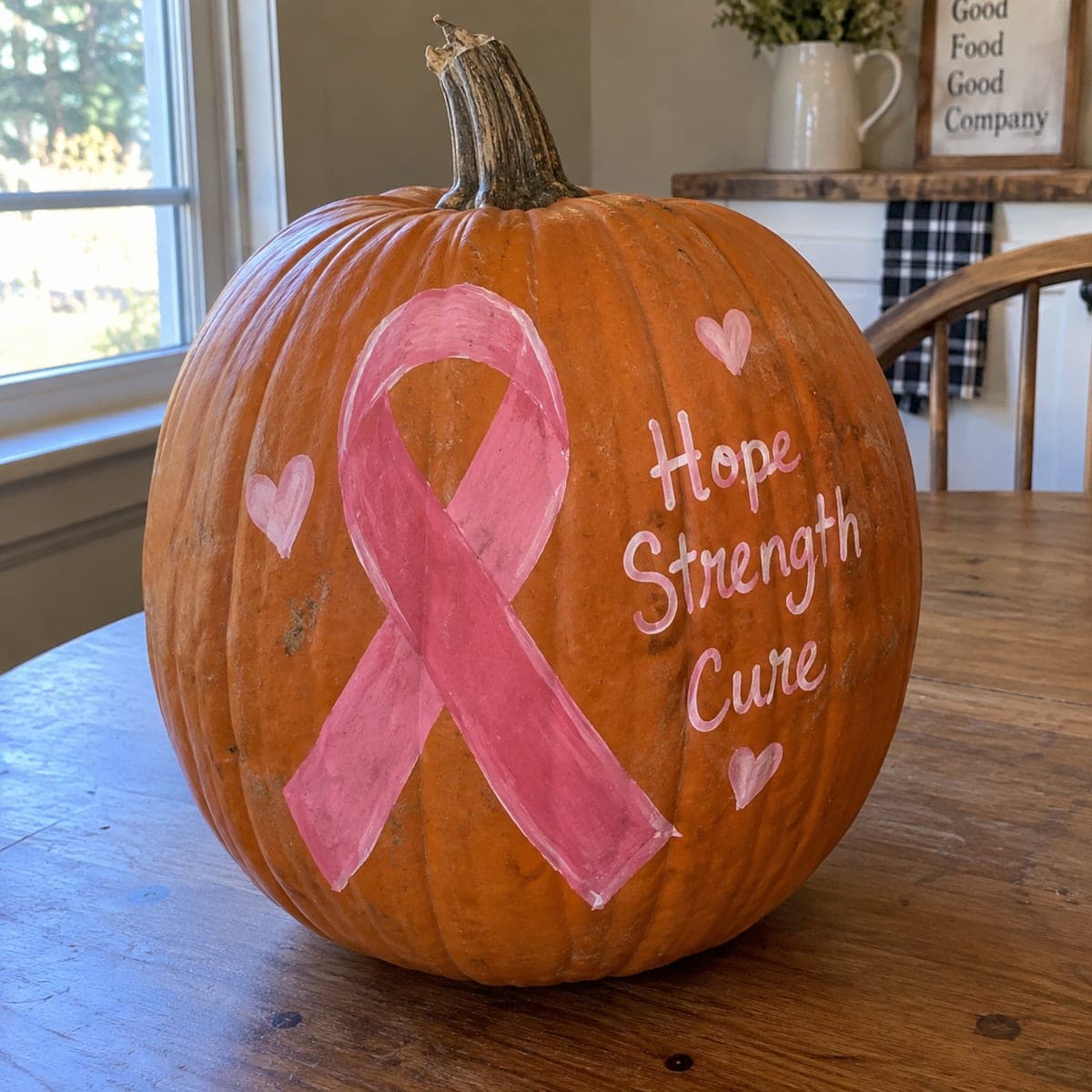 Pink Ribbon Hope Strength Cure Pumpkin