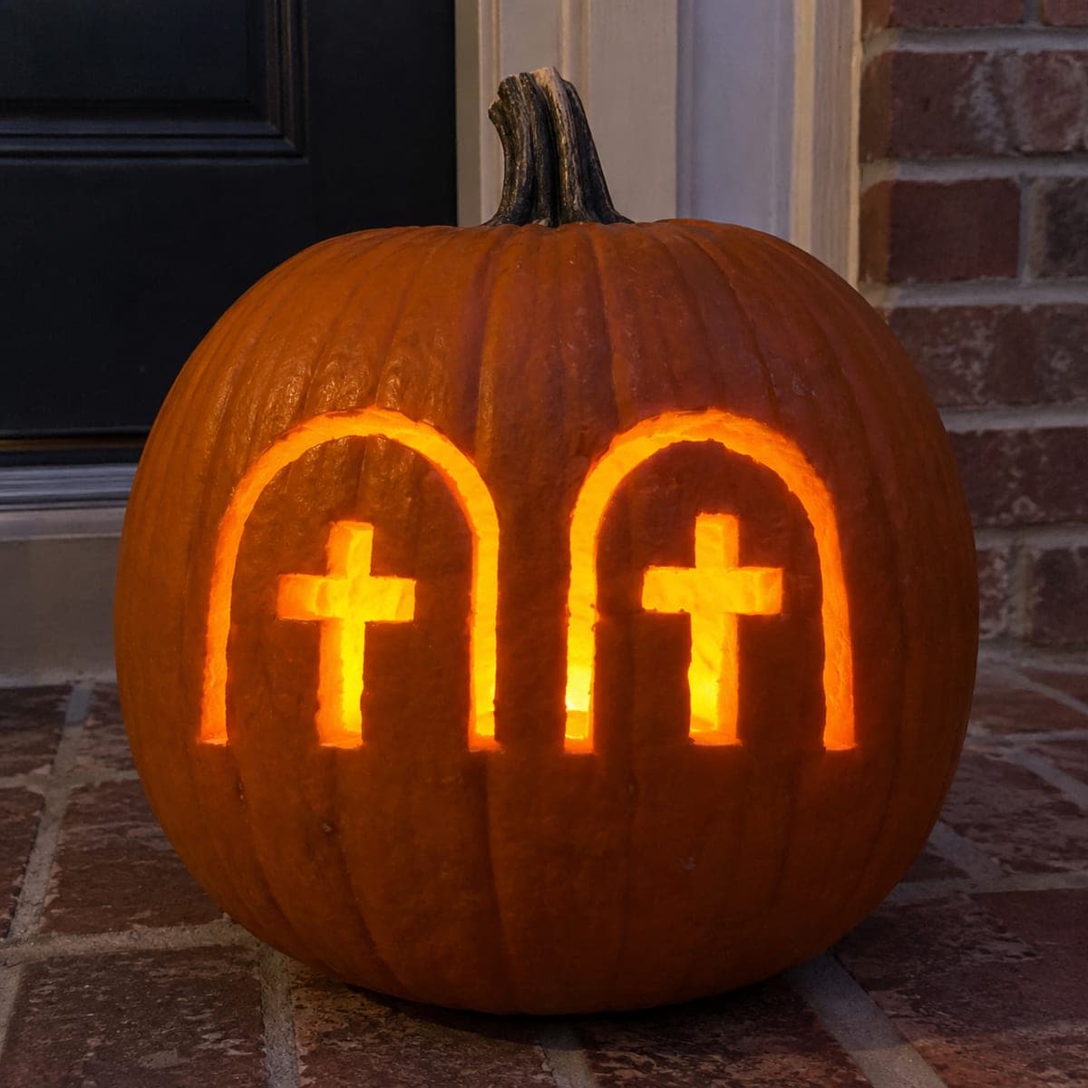 Twin Crosses Glowing Faith Pumpkin Carving